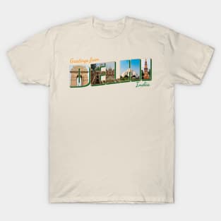 Greetings from Delhi in India Vintage style retro souvenir T-Shirt